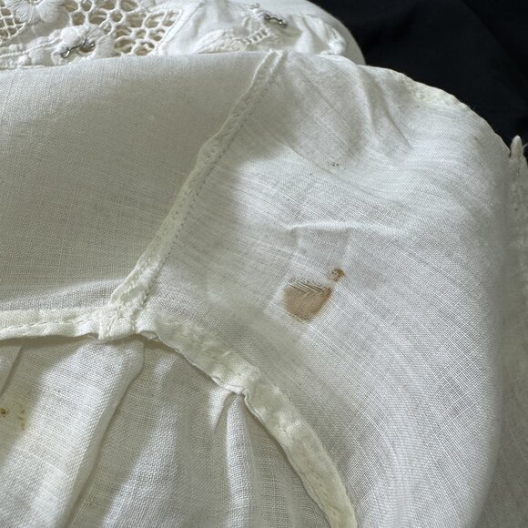 Edwardian White Cotton Voile or Lawn Summer Tea Dress Eyelet Lace Antique 1900s - Picture 12 of 14